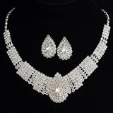 Gorgeous Fashion Choker Necklace for Women Earrings White Crystal Wedding Jewelery Nigerian Bridal Jewelry Sets Collar