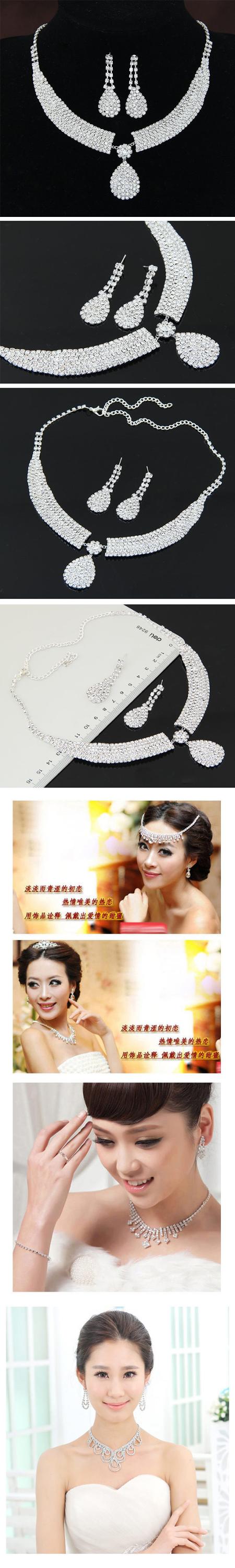 Gorgeous Fashion Choker Necklace for Women Earrings White Crystal Wedding Jewelery Nigerian Bridal Jewelry Sets Collar