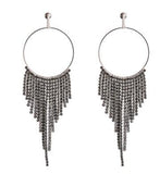 Long Rhinestone Evening Earrings For Women Fashion Bridal Crystal Dangle Earing Luxury Wedding Statement Party Jewelry