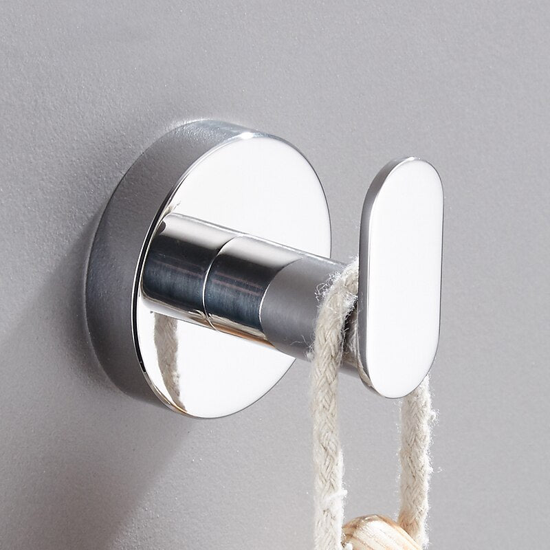 Chrome Polished Stainless Steel Single Robe Hook Wall Mounted Towel Hook Clothes Hook Bathroom Hardware