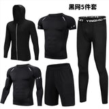 5PCS Set Men's Compression GYM Tights Sports Sportswear Suits Training Clothes Suits Workout Jogging Clothing Tracksuit Sports