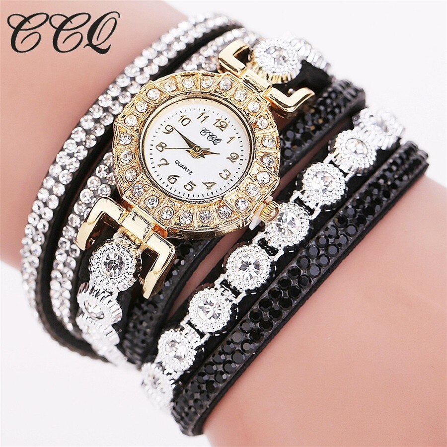 CCQ Fashion Luxury Women Rhinestone Bracelet Watches Ladies Quartz Watch Casual Women Wristwatches Clock Relogio Feminino Hot