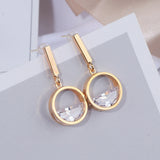 Fashion Shining Geometric Drop Earrings female Luxury Round Zircon Earrings For Women Party Jewelry Gifts WX162