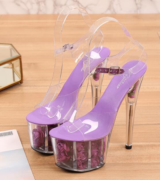 Shuzumiao Wedding Shoes Bride 2020 High Heels 17 High Heels 7cm Platfrom Women Platform Sandals Transparent Crystal Female Shoes