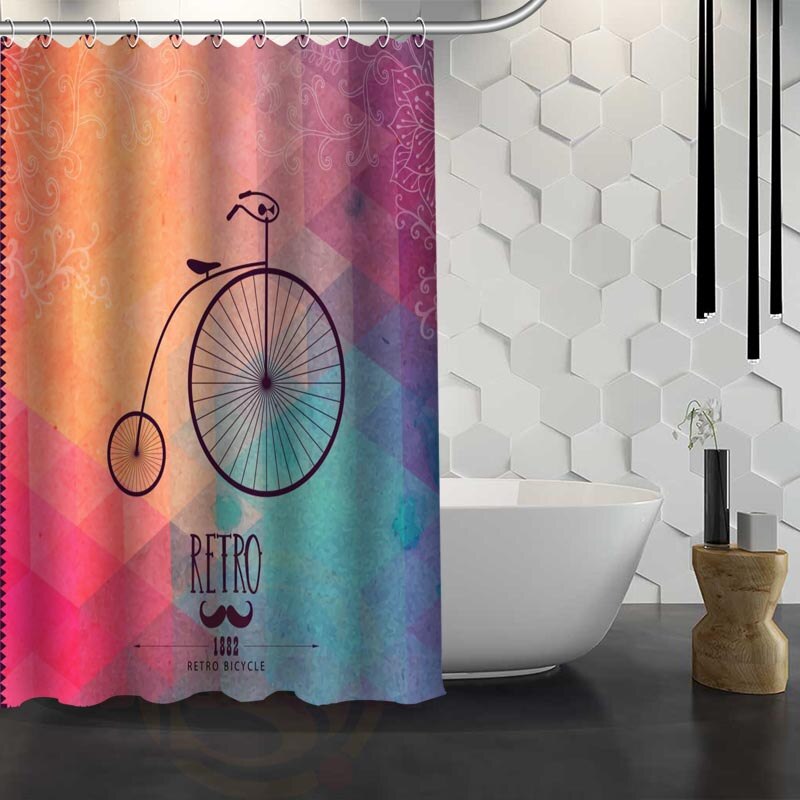 Custom Classic Striped Pattern Shower Curtain With Hooks High Defintion Printing Fabric Shower Curtain for Bathroom