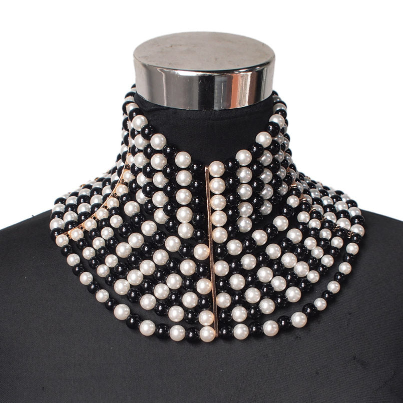 MANILAI Brand Imitation Pearl Statement Necklaces For Women Collar Beads Choker Necklace Wedding Dress Beaded Jewelry 2020