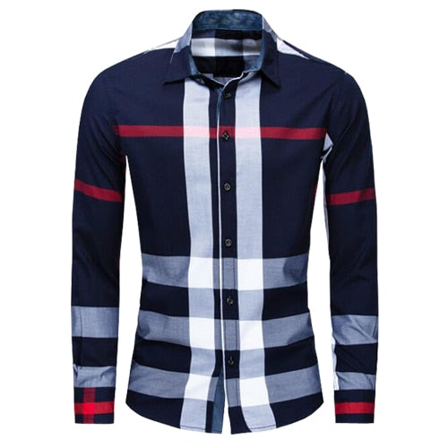 NEW shirt Business casual autumn long sleeve men shirts High quality brand 100% cotton plaid shirt men Plus Size chemise homme