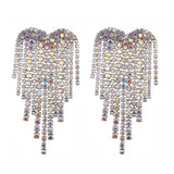 Luxury Crystal Heart Earrings For Women Trendy Fringe Fashion Dangle Statement Love Drop Earings Party Jewelry
