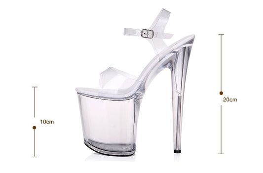 Women SandalsTransparent PVC Sandals Women Pointed Clear Crystal Cup High Heels Stilettos Sexy Platform Peep Toe Wedding Shoes