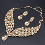GREEN EMERALD CRYSTAL NECKLACE AND EARING SET WOMEN