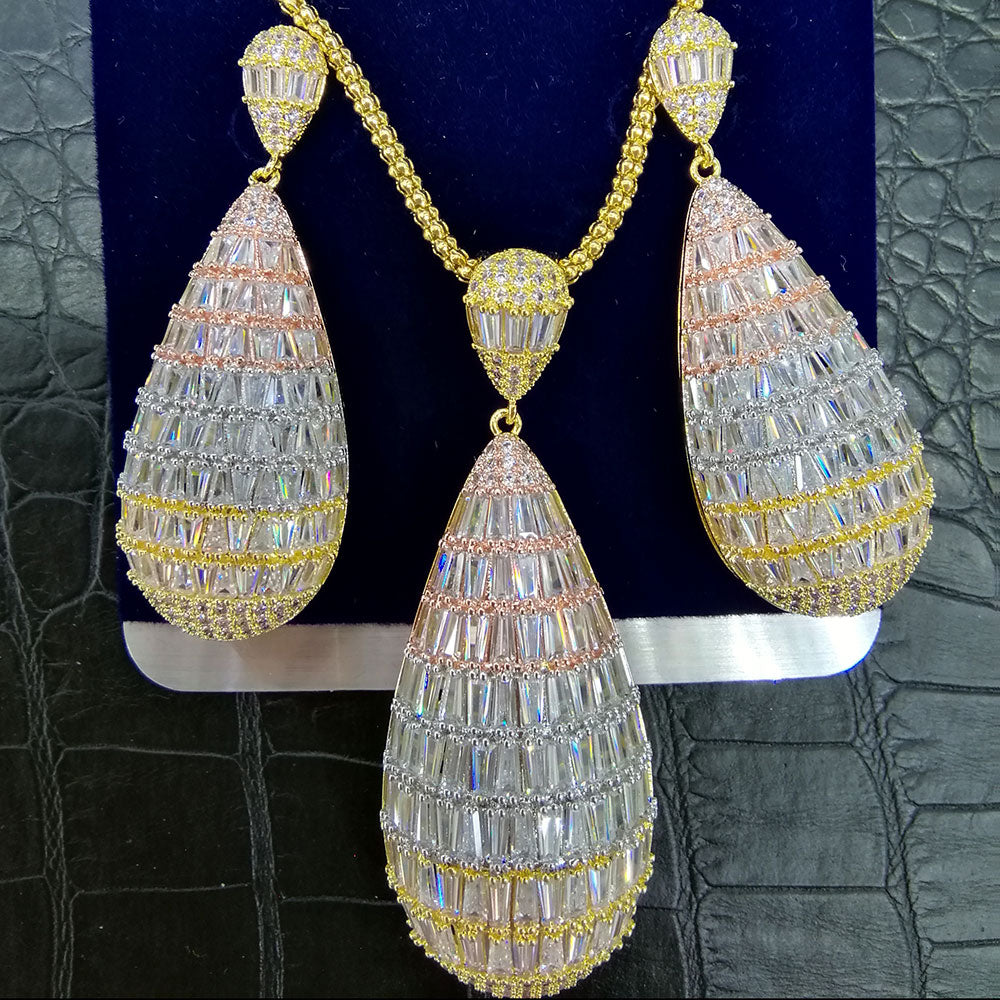 GODKI Luxury Water Drop Cubic Zircon Nigerian Necklace Earring Jewelry Sets For Women Wedding Indian Dubai Bridal Jewelry Sets