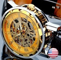 2022 WINNER Men Gold Watches Stainless Steel Band Automatic Mechanical Watch Male Skeleton Wristwatch Luxury Brand Sports Design