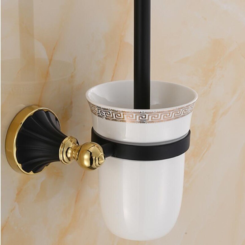 Bathroom Accessories Zinc alloy black gold Finish Towel Ring Robe Hook Toilet Brush Holder Towel Bar Bathroom Set Paper Holder