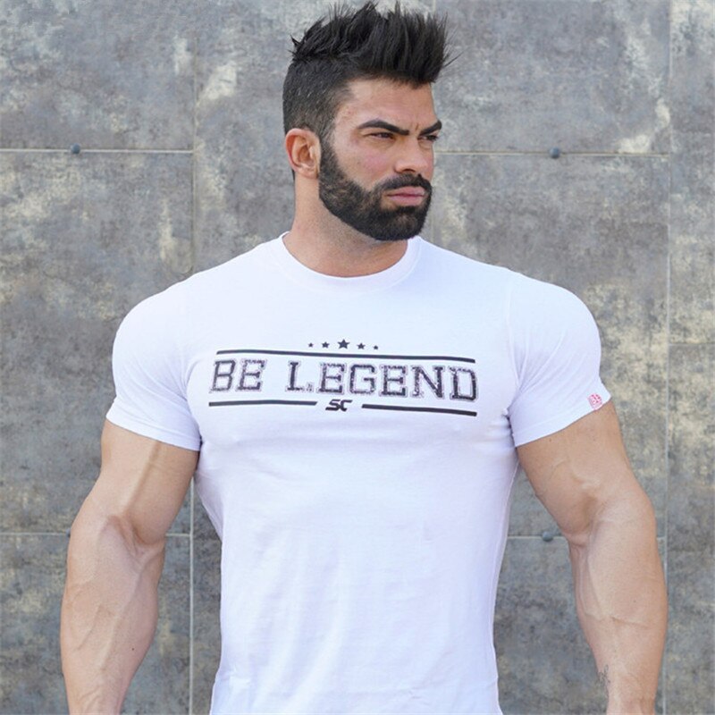 Mens summer fitness Bodybuilding cotton t-shirt gyms workout Short sleeve shirts male Fashion leisure tees tops brand clothes