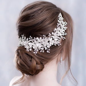 Flower Headband Wedding Hair Accessories Rhinestone Flower Bridal Tiara Headband Hair Comb Hairpins Wedding Hair Jewelry