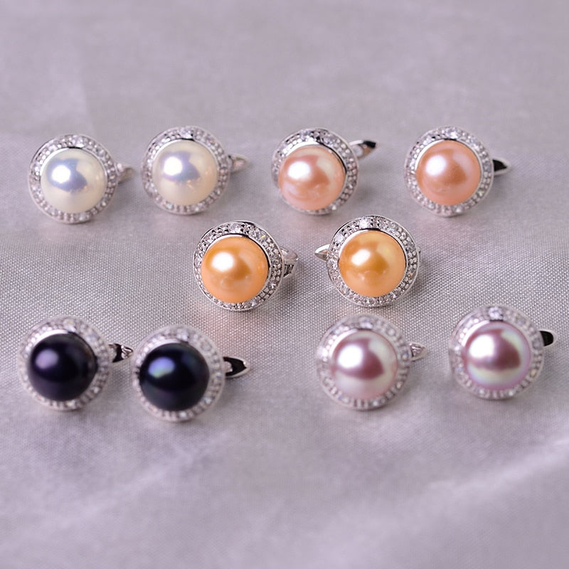 YIKALAISI 925 Sterling Silver Jewelry Pearl Earrings 2019 Fine Natural Pearl jewelry 8-9mm stud Earrings For Women wholesale