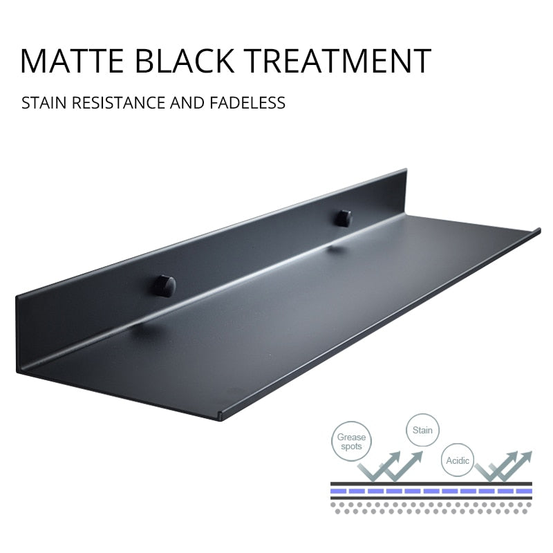 Wholesale Promotion Bathroom Accessories 30-50cm Modern Matt Black Bathroom Shelves Kitchen Wall Shelf Shower Bath Storage Rack