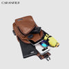 CARANFIER Mens Chest Bags Shoulder Messenger Bags PU Leather Casual Zipper Soft Male Classic Solid Color Travel Crossbody Bag