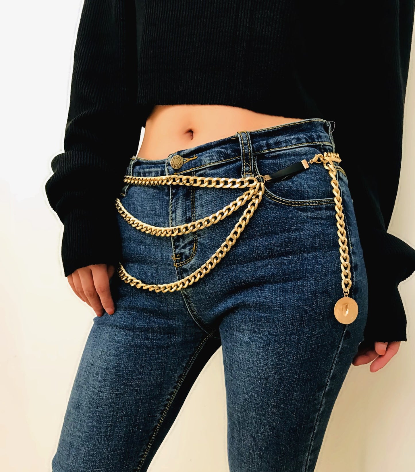 New Fashion Girls Metal Waist Chain Gold Plated Belt Decoration Belt for Dresses Women Circle Metal String Designer Belts