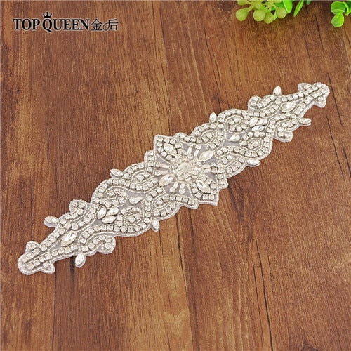 TOPQUEEN S26 Luxury Rhinestones Wedding Dresses Belt Women Crystal Belts for Bride Wedding Waistband Jewel Belts Bridal Sashes