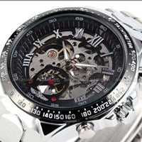 2022 WINNER Men Gold Watches Stainless Steel Band Automatic Mechanical Watch Male Skeleton Wristwatch Luxury Brand Sports Design