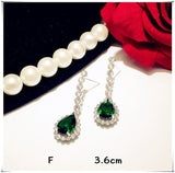 925 Sterling Drop Earrings For Women Artificial Emerald Vintage Fine Jewelry Cubic Zirconia Green Stone Luxury Eardrop Brincos