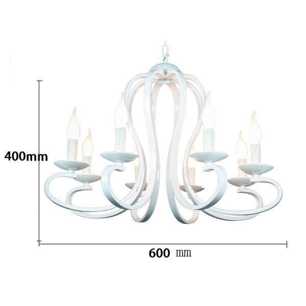 Nordic American coutry style modern candle Chandelier lighting Fixtures Vintage white/black wrought Iron Home Lighting E14