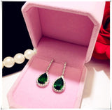 925 Sterling Drop Earrings For Women Artificial Emerald Vintage Fine Jewelry Cubic Zirconia Green Stone Luxury Eardrop Brincos