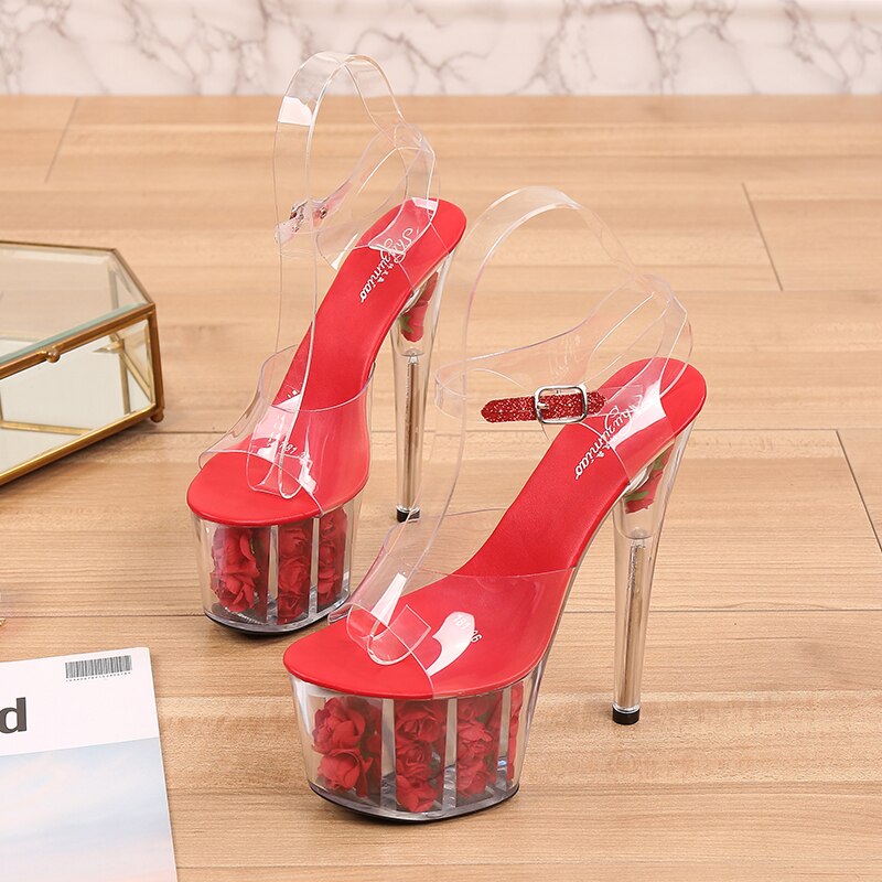 Shuzumiao Wedding Shoes Bride 2020 High Heels 17 High Heels 7cm Platfrom Women Platform Sandals Transparent Crystal Female Shoes