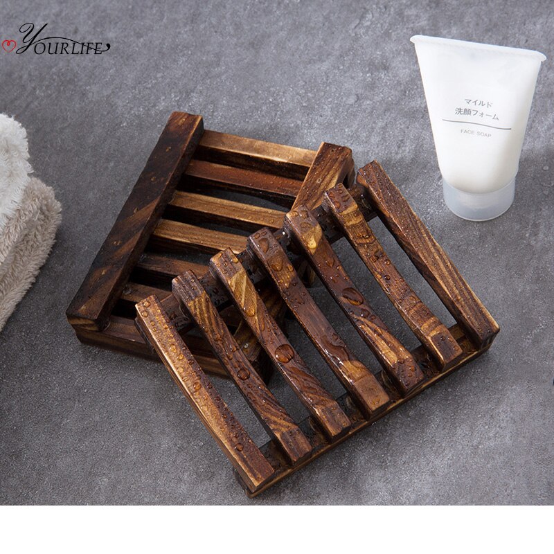 OYOURLIFE Natural Carbonation Mildew Resistance Wooden Soap Tray Bathroom Drain Soap Holder Case Soap Dish Bathroom Accessories