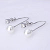 Fashion Silver-color Simulated Pearl Pendant Long Chain Cubic Zirconia Long Earrings Bridal Wedding Pearl Jewelry Drop Earrings