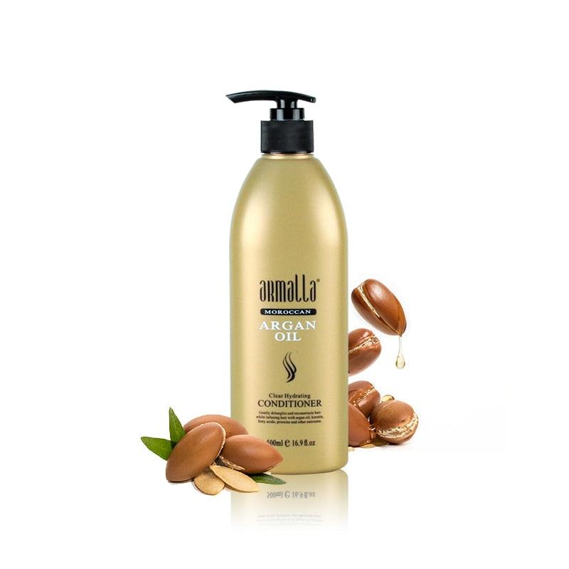 500ml Moroccan Dry Natural Shampoo+500ml Argan Oil Deep Conditioner For Hair Repairs Damage Hair