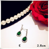 925 Sterling Drop Earrings For Women Artificial Emerald Vintage Fine Jewelry Cubic Zirconia Green Stone Luxury Eardrop Brincos