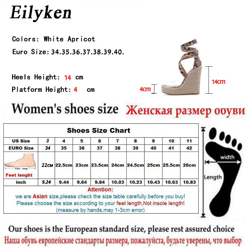 Eilyken Summer Women Platform Sandals Gladiator Fashion High heels Wedges Espadrilles shoes Ladies Open toe Sandals Serpentine