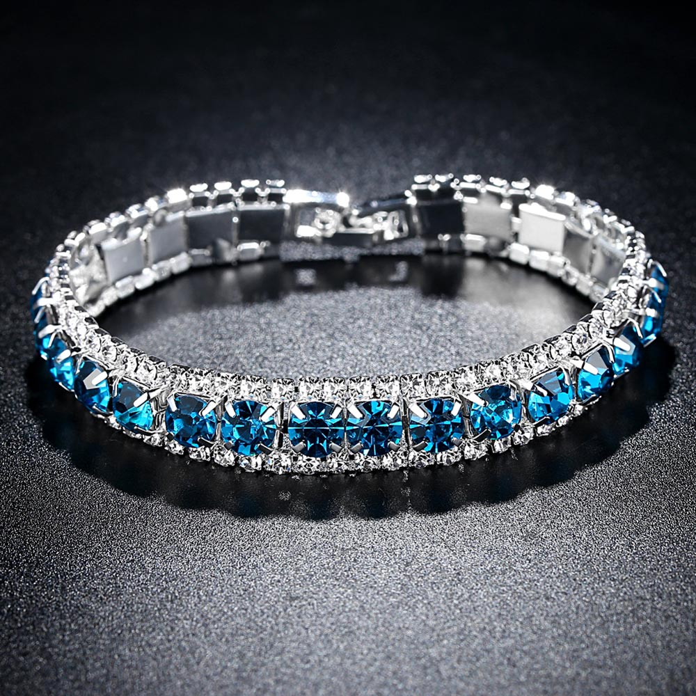 Women Zircon Bracelet Fashion 4 Colors Crystal Tennis Bracelet For Women White Gold Color Wedding Bands Jewelry Holiday Gift