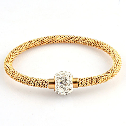 Fashion High Quality Charm Chic Valentine Gift Jewelry Stainless Steel Gold Women Distort Bracelets & Bangles