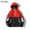 Una Reta Hooded Jackets Men New Patchwork Color Block Pullover Jacket Fashion Tracksuit Coat Men Hip Hop Streetwear Jacket Men