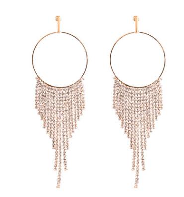 Long Rhinestone Evening Earrings For Women Fashion Bridal Crystal Dangle Earing Luxury Wedding Statement Party Jewelry