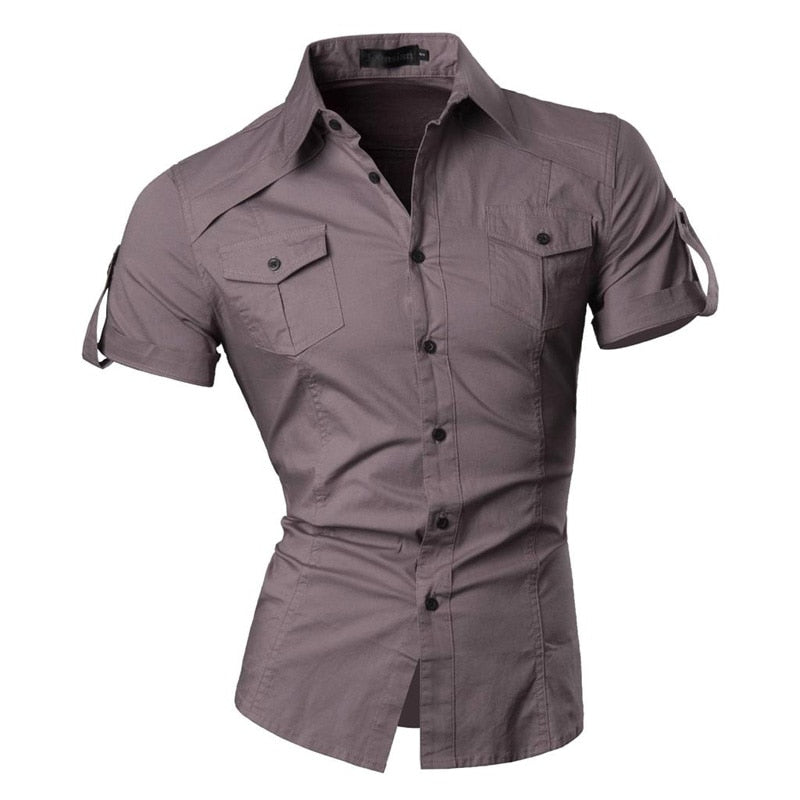 jeansian Men's Summer Short Sleeve Casual Dress Shirts Fashion Stylish 8360