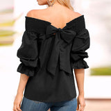 Sexy Off Shoulder Spring Summer Strapless Blouse Women Bowknot Tops Slash Neck Shirts Casual Loose blusas mujer de moda 2019