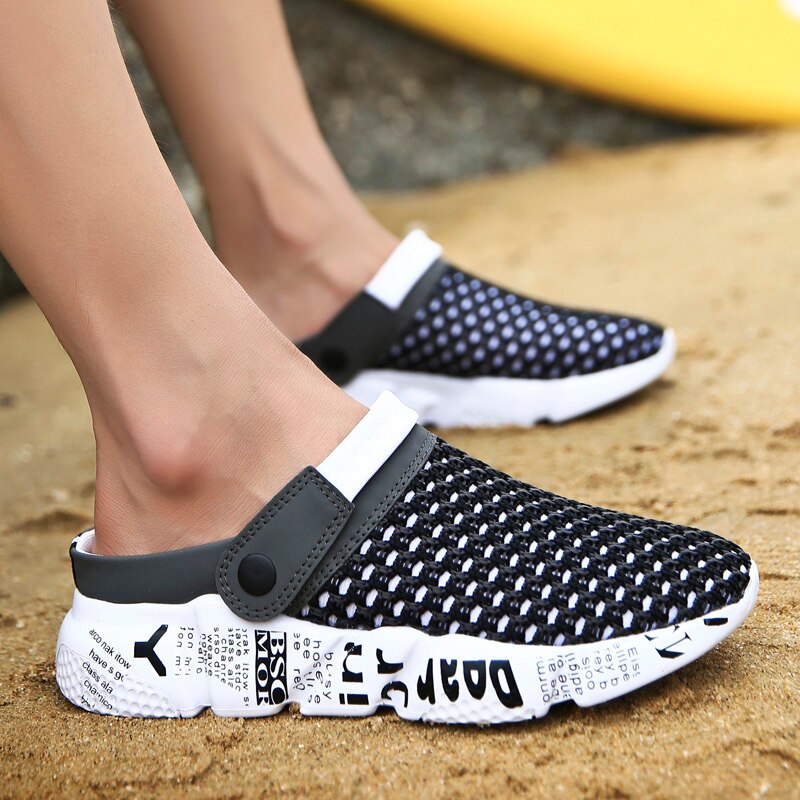 Fashion Sneakers Without Laces Man Handmade Beach Men's Summer Shoes Big Size Mesh Sneakers Light Shoes 2021 Outdoor Flats A-032