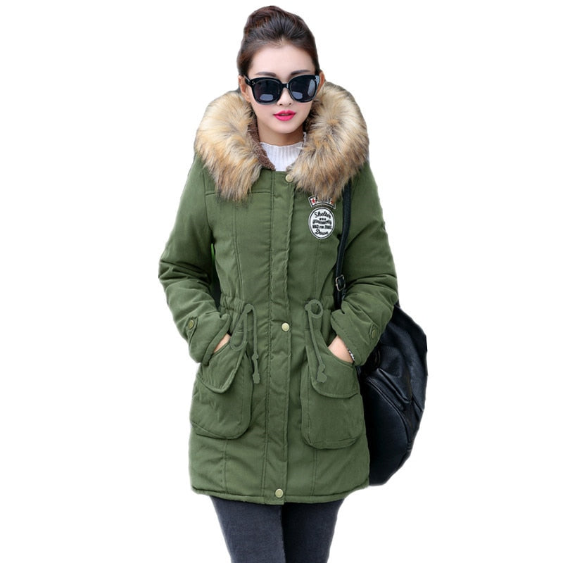 Long Parkas Female Womens Winter Jacket Coat Thick Cotton Warm Jacket Womens Outwear Parkas Plus Size Fur Coat