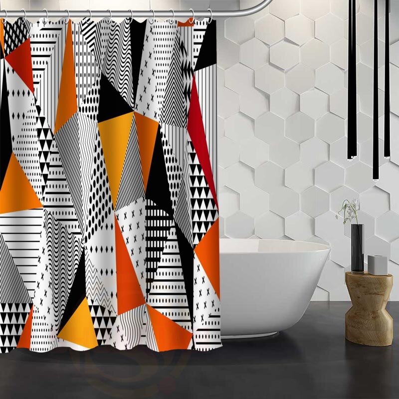 Custom Classic Striped Pattern Shower Curtain With Hooks High Defintion Printing Fabric Shower Curtain for Bathroom