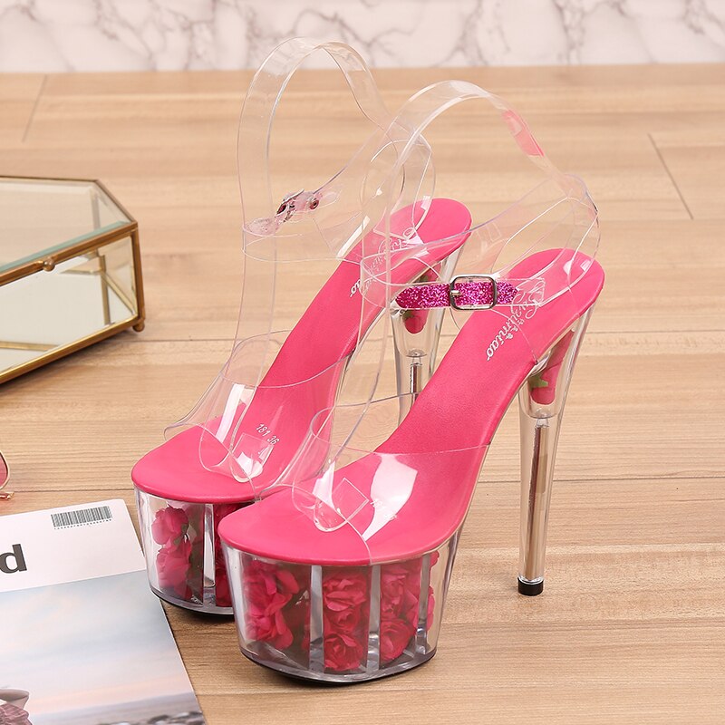 Shuzumiao Wedding Shoes Bride 2020 High Heels 17 High Heels 7cm Platfrom Women Platform Sandals Transparent Crystal Female Shoes