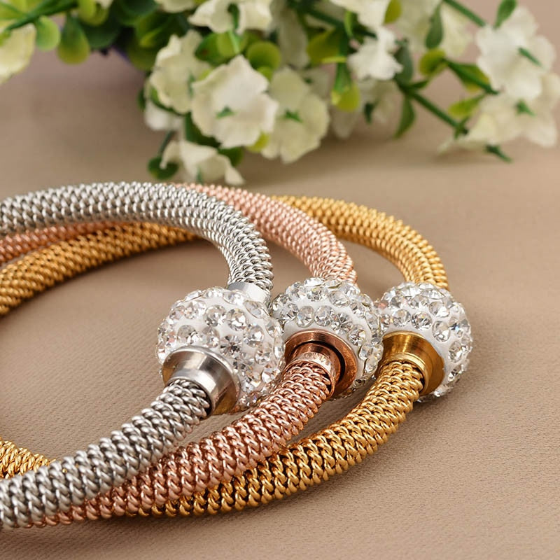 Fashion High Quality Charm Chic Valentine Gift Jewelry Stainless Steel Gold Women Distort Bracelets & Bangles