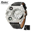 OULM Watch Men Quartz Sport Leather Strap Watches Big Dial Military Wristwatch Mens Clock Compass Decoration reloj hombre 2018