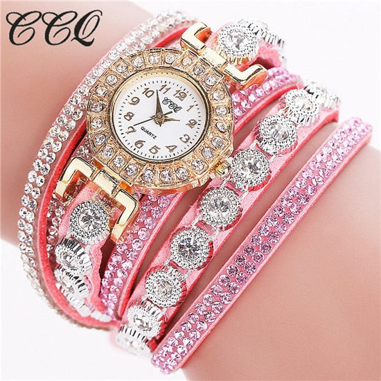 CCQ Fashion Luxury Women Rhinestone Bracelet Watches Ladies Quartz Watch Casual Women Wristwatches Clock Relogio Feminino Hot