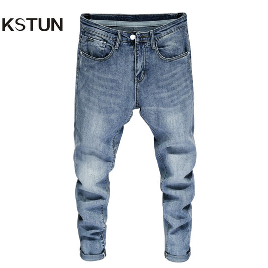 Good Quality Jeans for Men Skinny Stretch Light Blue Fashion Streetwear Denim Pants Men's Clothing Long Trousers Jean Hombre 38