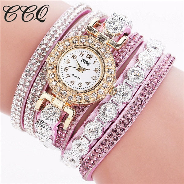 CCQ Fashion Luxury Women Rhinestone Bracelet Watches Ladies Quartz Watch Casual Women Wristwatches Clock Relogio Feminino Hot