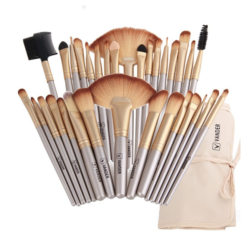 VANDER 32Pcs Makeup Brush Set W/ Bag Foundation Eye Shadows Lipsticks Powder Brushes Cosmetic Make up Brushes pincel maquiagem